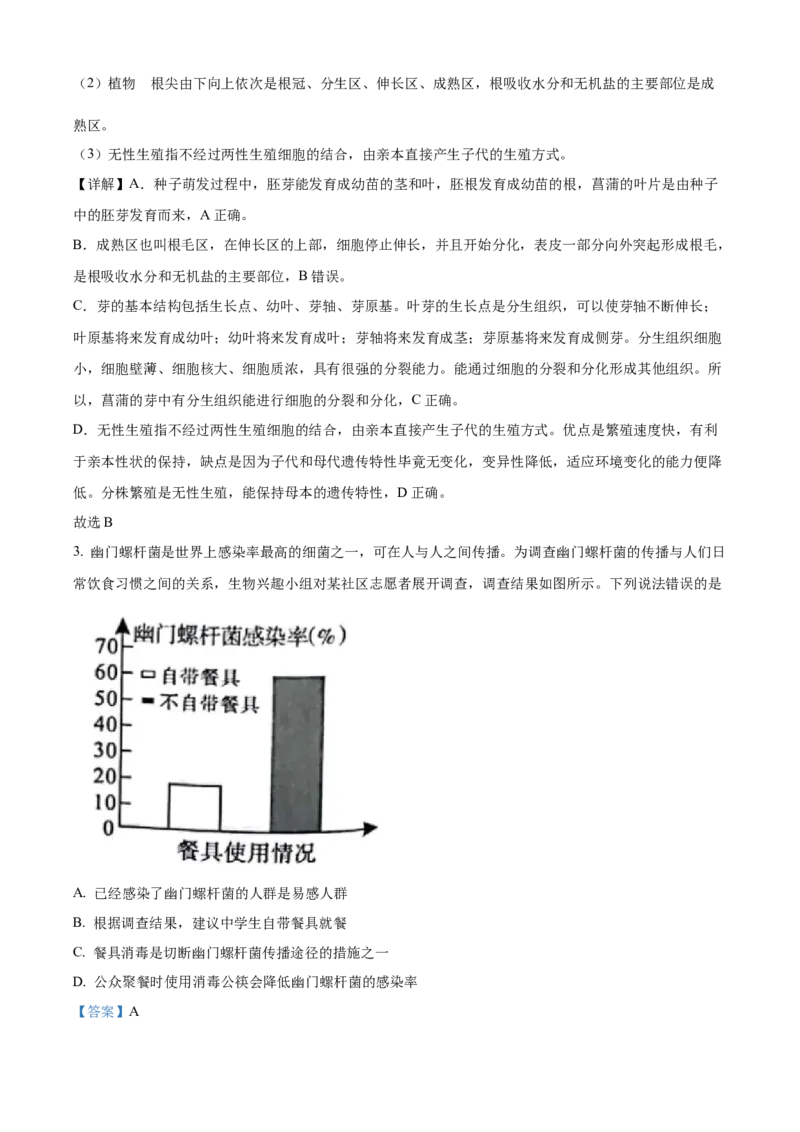 精品解析：2022年四川省泸州市中考生物真题（解析版）_6生物中考复习_2025中考复习资料_中考真题（近三年）_2022年生物中考真题114份_精品解析：2022年四川省泸州市中考生物真题