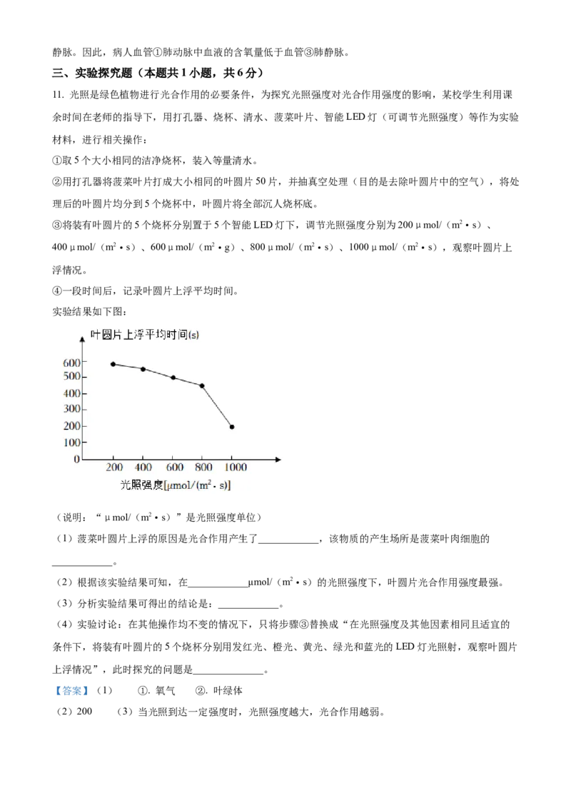 精品解析：2022年四川省泸州市中考生物真题（解析版）_6生物中考复习_2025中考复习资料_中考真题（近三年）_2022年生物中考真题114份_精品解析：2022年四川省泸州市中考生物真题