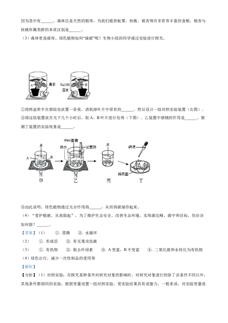 精品解析：2022年山东省烟台中考生物真题（解析版）_6生物中考复习_2025中考复习资料_中考真题（近三年）_2022年生物中考真题114份_精品解析：2022年山东省烟台中考生物真题