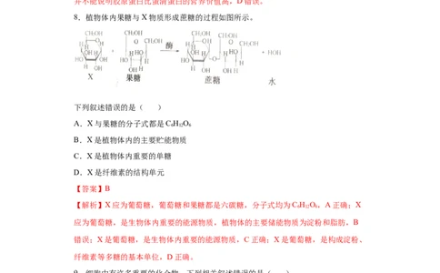 课时02有机物的种类、功能的分析与判断-2023年高考生物一轮复习小题多维练（解析版）_通用版（老高考）复习资料_2023年复习资料_一轮复习