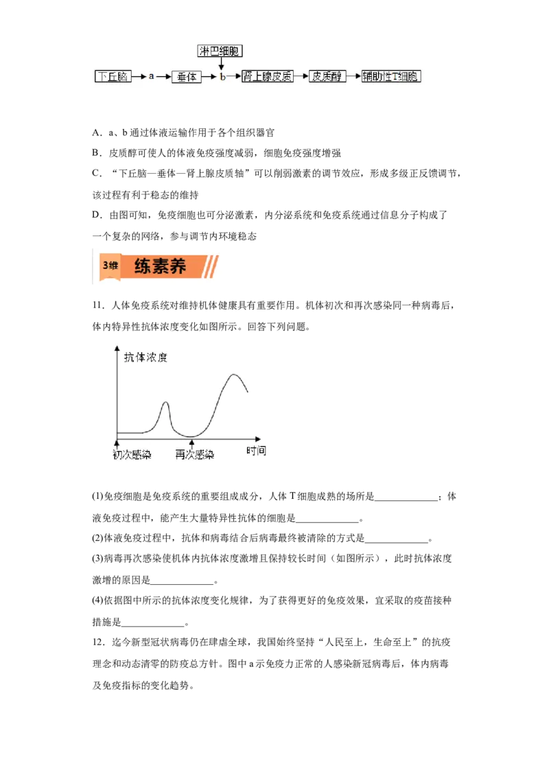 课时31免疫系统及免疫功能异常分析-2023年高考生物一轮复习小题多维练（原卷版）_通用版（老高考）复习资料_2023年复习资料_一轮复习_2023年高考生物一轮复习小题多维练（全国通用）