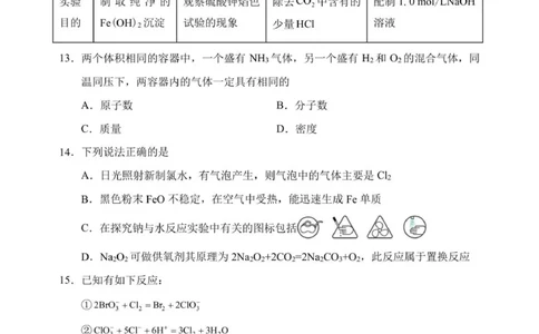 辽宁省丹东市2025-2026学年高一上学期教学质量调研测试化学试卷_2025年12月高一试卷_251217辽宁省丹东市2025-2026学年高一上学期教学质量调研测试（全）