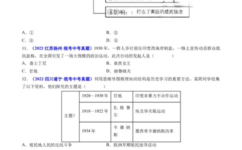 第12课亚非拉民族民主运动的高涨（原卷版）_8历史中考复习_2024年中考复习资料_专项复习资料_完三年（2021-2023）中考历史真题分项汇编（全国通用）