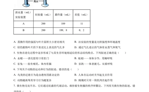 精品解析：2022年山东省枣庄市中考生物真题（原卷版）_6生物中考复习_2025中考复习资料_中考真题（近三年）_2022年生物中考真题114份_精品解析：2022年山东省枣庄市中考生物真题