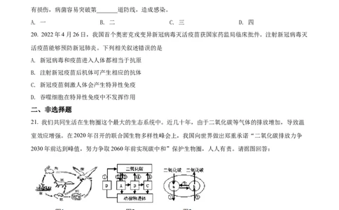 精品解析：2022年四川省德阳市中考生物真题（原卷版）_6生物中考复习_2025中考复习资料_中考真题（近三年）_2022年生物中考真题114份_精品解析：2022年四川省德阳市中考生物真题