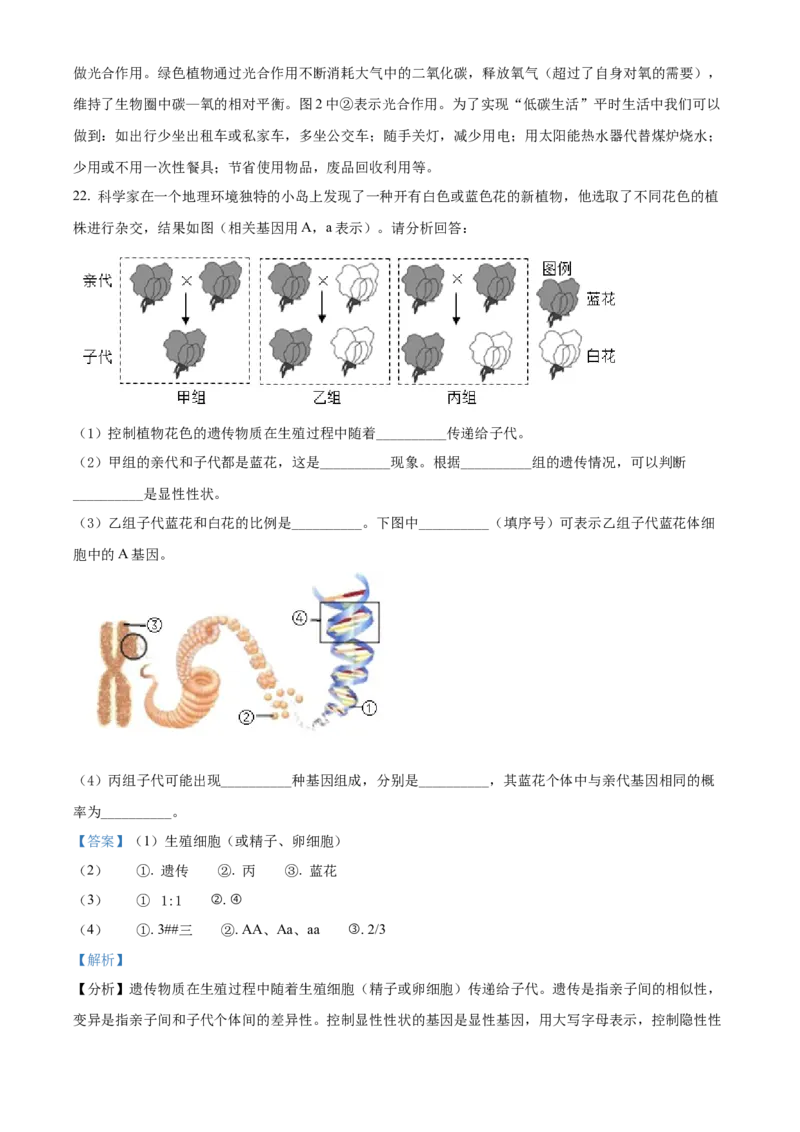精品解析：2022年四川省德阳市中考生物真题（解析版）_6生物中考复习_2025中考复习资料_中考真题（近三年）_2022年生物中考真题114份_精品解析：2022年四川省德阳市中考生物真题