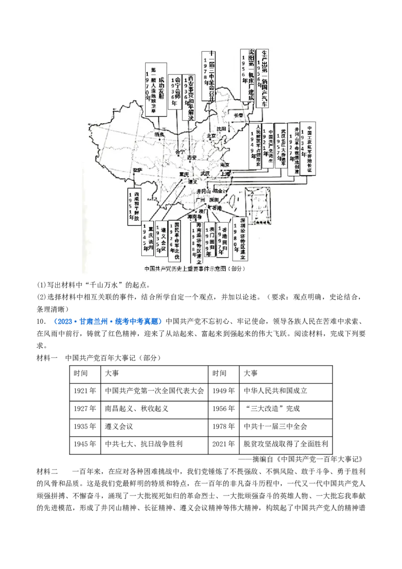 第7课伟大的历史转折（原卷版）_8历史中考复习_2024年中考复习资料_专项复习资料_完三年（2021-2023）中考历史真题分项汇编（全国通用）_八年级下册（单元内分课时呈现）