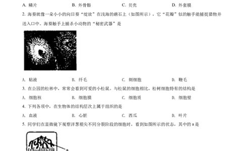 精品解析：2022年山西省太原市学业水平测试生物真题（原卷版）_6生物中考复习_2025中考复习资料_中考真题（近三年）_2022年生物中考真题114份