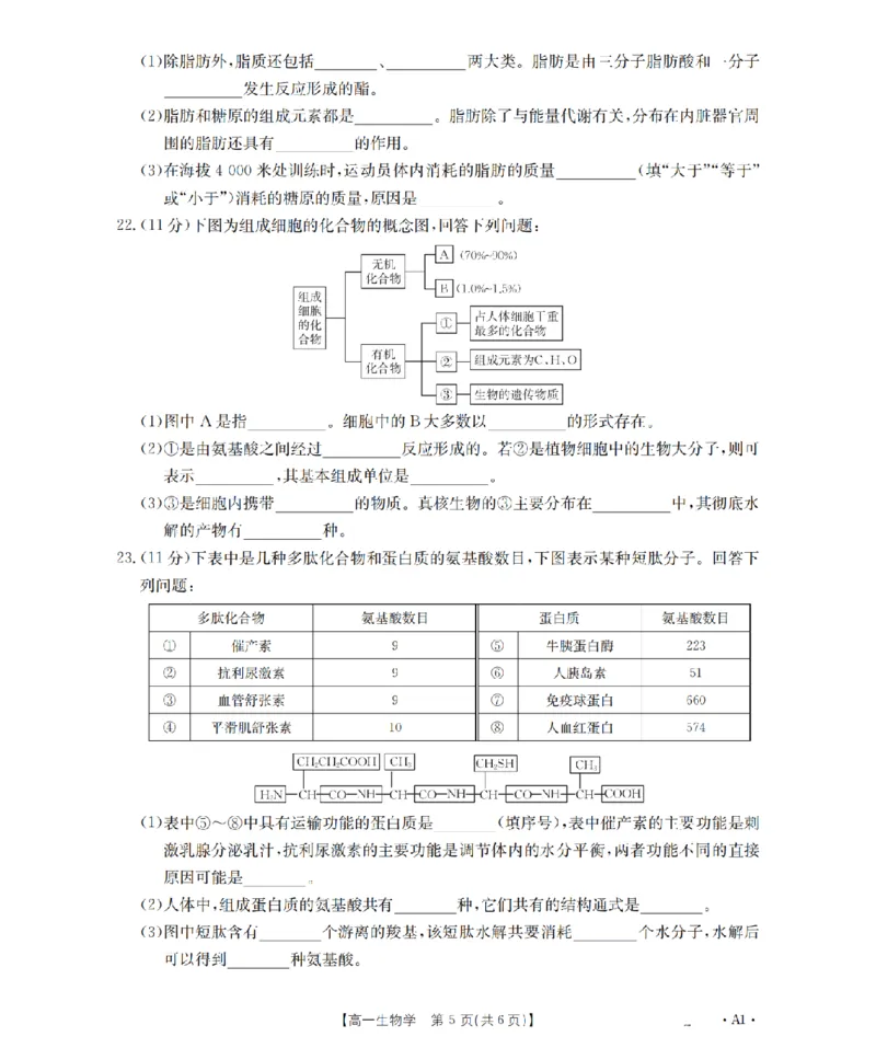 辽宁省2025-2026学年高一上学期11月联考（26-108A）生物_2025年12月高一试卷_251201金太阳&middot;辽宁省2025-2026学年高一上学期11月联考（26-108A）（全）
