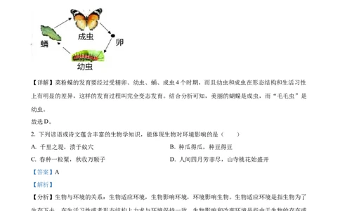 精品解析：2022年山东省青岛市中考生物真题（解析版）_6生物中考复习_2025中考复习资料_中考真题（近三年）_2022年生物中考真题114份_精品解析：2022年山东省青岛市中考生物真题