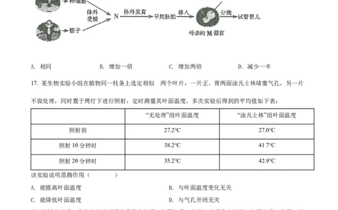 精品解析：2022年山西省晋中市中考生物真题（原卷版）_6生物中考复习_2025中考复习资料_中考真题（近三年）_2022年生物中考真题114份_精品解析：2022年山西省晋中市中考生物真题