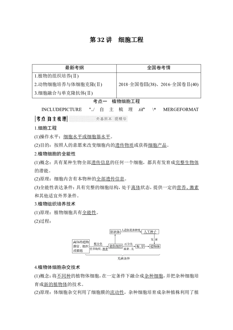 选修三第32讲_新高考复习资料_2022年新高考复习资料_2022年一轮复习最新版_1.2022年高考生物一轮复习全国通用版_2022年新高考生物一轮复习讲义（最新版）_赠送word习题库_选修3
