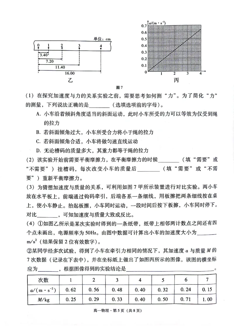 贵阳2027届高一年级联合考试（二）物理试题_2024年12月试卷_1212贵州省贵阳市2024-2025学年高一上学期12月联考试题_贵州省贵阳市2024-2025学年高一上学期12月联考物理试题PDF版含答案