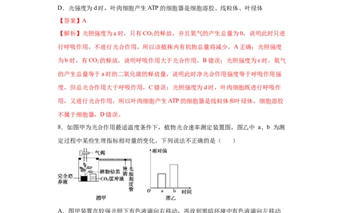 课时10光合作用和细胞呼吸的比较-2023年高考生物一轮复习小题多维练（解析版）_通用版（老高考）复习资料_2023年复习资料_一轮复习_2023年高考生物一轮复习小题多维练（全国通用）