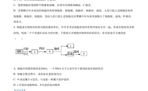 精品解析：2022年四川省达州市中考生物真题（解析版）_6生物中考复习_2025中考复习资料_中考真题（近三年）_2022年生物中考真题114份_精品解析：2022年四川省达州市中考生物真题