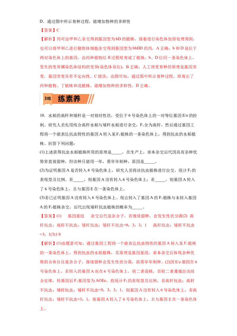 课时24利用变异进行育种-2023年高考生物一轮复习小题多维练（解析版）_通用版（老高考）复习资料_2023年复习资料_一轮复习_2023年高考生物一轮复习小题多维练（全国通用）