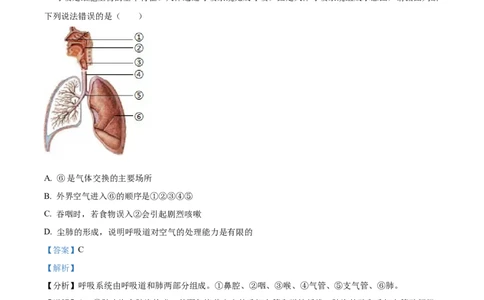 精品解析：2022年四川省南充市中考生物真题（解析版）_6生物中考复习_2025中考复习资料_中考真题（近三年）_2022年生物中考真题114份_精品解析：2022年四川省南充市中考生物真题