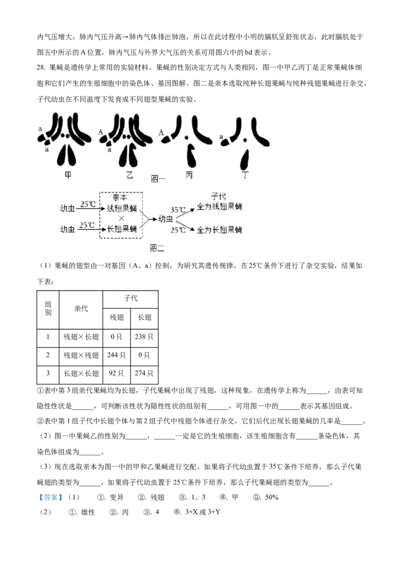 精品解析：2022年内蒙古通辽市中考生物真题（解析版）_6生物中考复习_2025中考复习资料_中考真题（近三年）_2022年生物中考真题114份_精品解析：2022年内蒙古通辽市中考生物真题