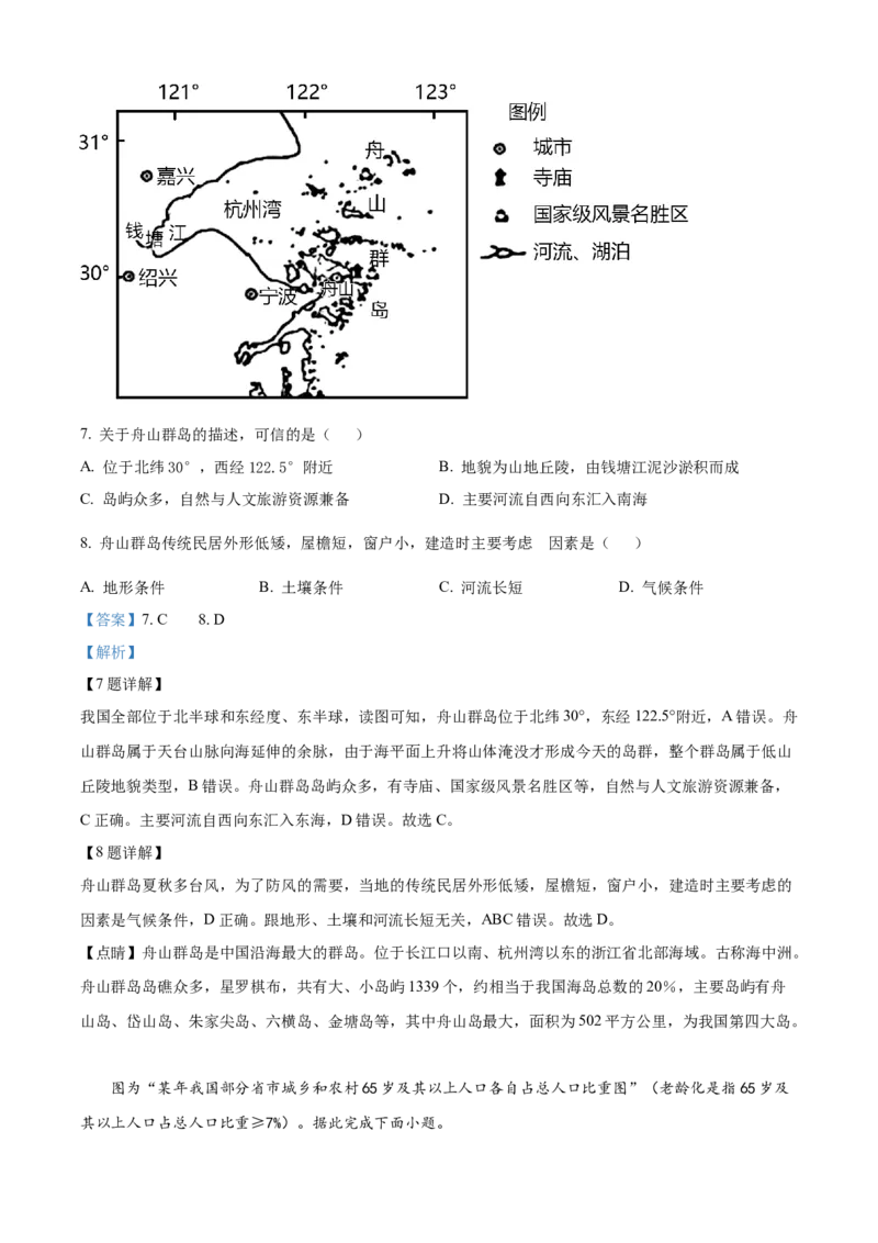 精品解析：2022年四川省南充市初中学业水平考试地理真题（解析版）_7地理中考复习_2025中考复习资料_中考真题（近三年）_2022年中考地理试卷104份