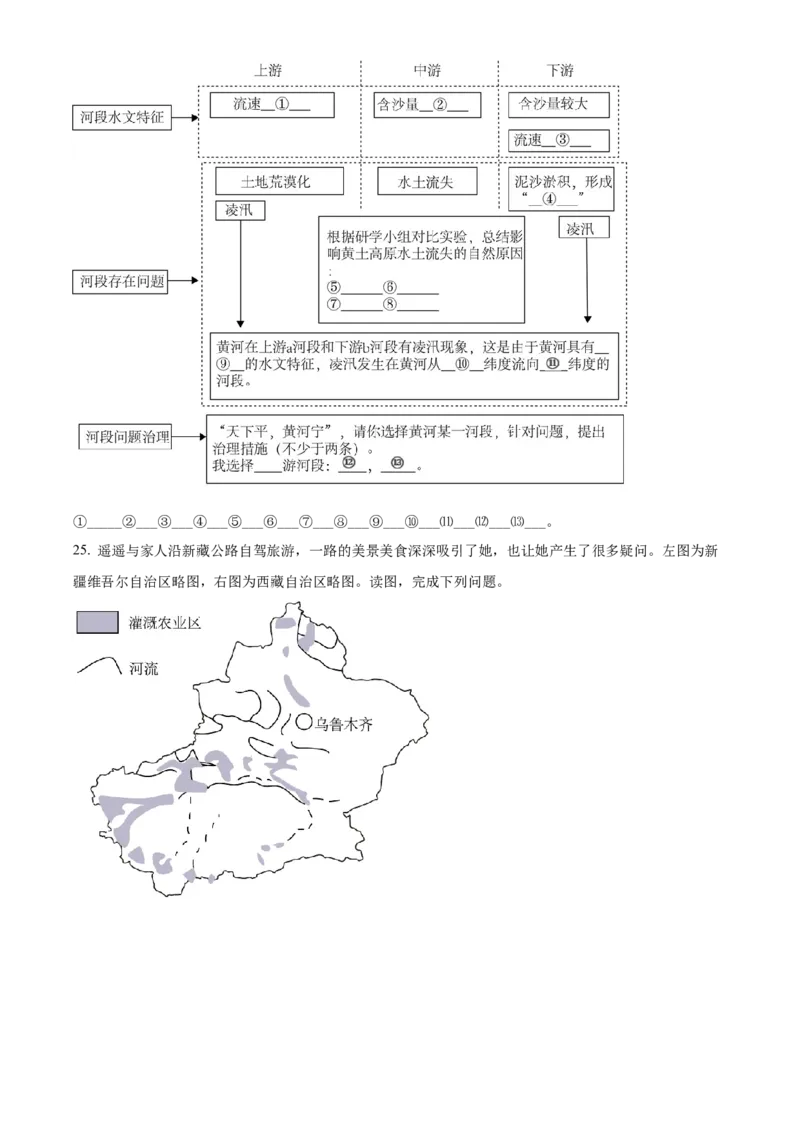 精品解析：2022年内蒙古赤峰市中考地理真题（原卷版）_7地理中考复习_2025中考复习资料_中考真题（近三年）_2022年中考地理试卷104份_精品解析：2022年内蒙古赤峰市中考地理真题