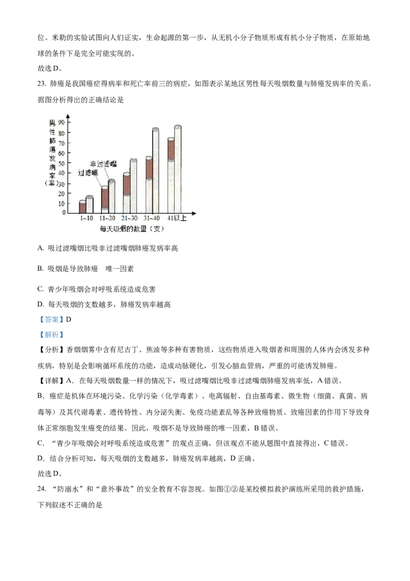 精品解析：2022年四川省凉山州中考生物真题（解析版）_6生物中考复习_2025中考复习资料_中考真题（近三年）_2022年生物中考真题114份_精品解析：2022年四川省凉山州中考生物真题