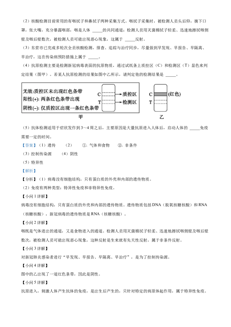 精品解析：2022年山东省东营市中考生物真题（解析版）_6生物中考复习_2025中考复习资料_中考真题（近三年）_2022年生物中考真题114份_精品解析：2022年山东省东营市中考生物真题