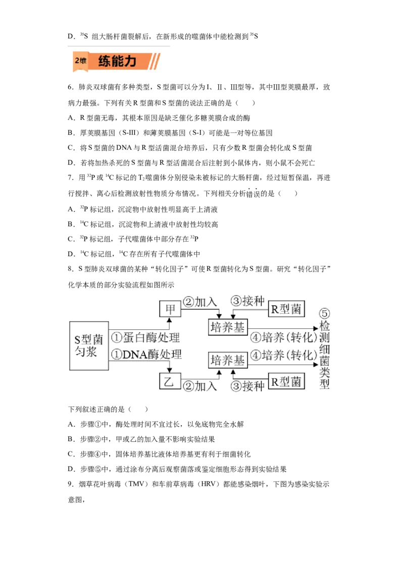 课时14人类对遗传物质的探索过程-2023年高考生物一轮复习小题多维练（原卷版）_通用版（老高考）复习资料_2023年复习资料_一轮复习_2023年高考生物一轮复习小题多维练（全国通用）