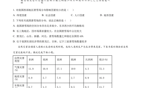 精品解析：2022年内蒙古呼和浩特市中考地理真题（原卷版）_7地理中考复习_2025中考复习资料_中考真题（近三年）_2022年中考地理试卷104份_精品解析：2022年内蒙古呼和浩特市中考地理真题