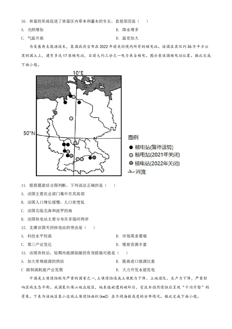 精品解析：2022年内蒙古呼和浩特市中考地理真题（原卷版）_7地理中考复习_2025中考复习资料_中考真题（近三年）_2022年中考地理试卷104份_精品解析：2022年内蒙古呼和浩特市中考地理真题