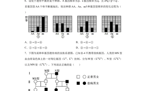 课时26基因频率和基因型频率的计算-2023年高考生物一轮复习小题多维练（原卷版）_通用版（老高考）复习资料_2023年复习资料_一轮复习_2023年高考生物一轮复习小题多维练（全国通用）