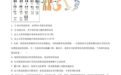 精品解析：2022年四川省南充市中考生物真题（原卷版）_6生物中考复习_2025中考复习资料_中考真题（近三年）_2022年生物中考真题114份_精品解析：2022年四川省南充市中考生物真题