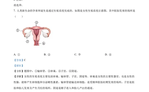 精品解析：2022年吉林省长春市中考生物真题（解析版）_6生物中考复习_2025中考复习资料_中考真题（近三年）_2022年生物中考真题114份_精品解析：2022年吉林省长春市中考生物真题