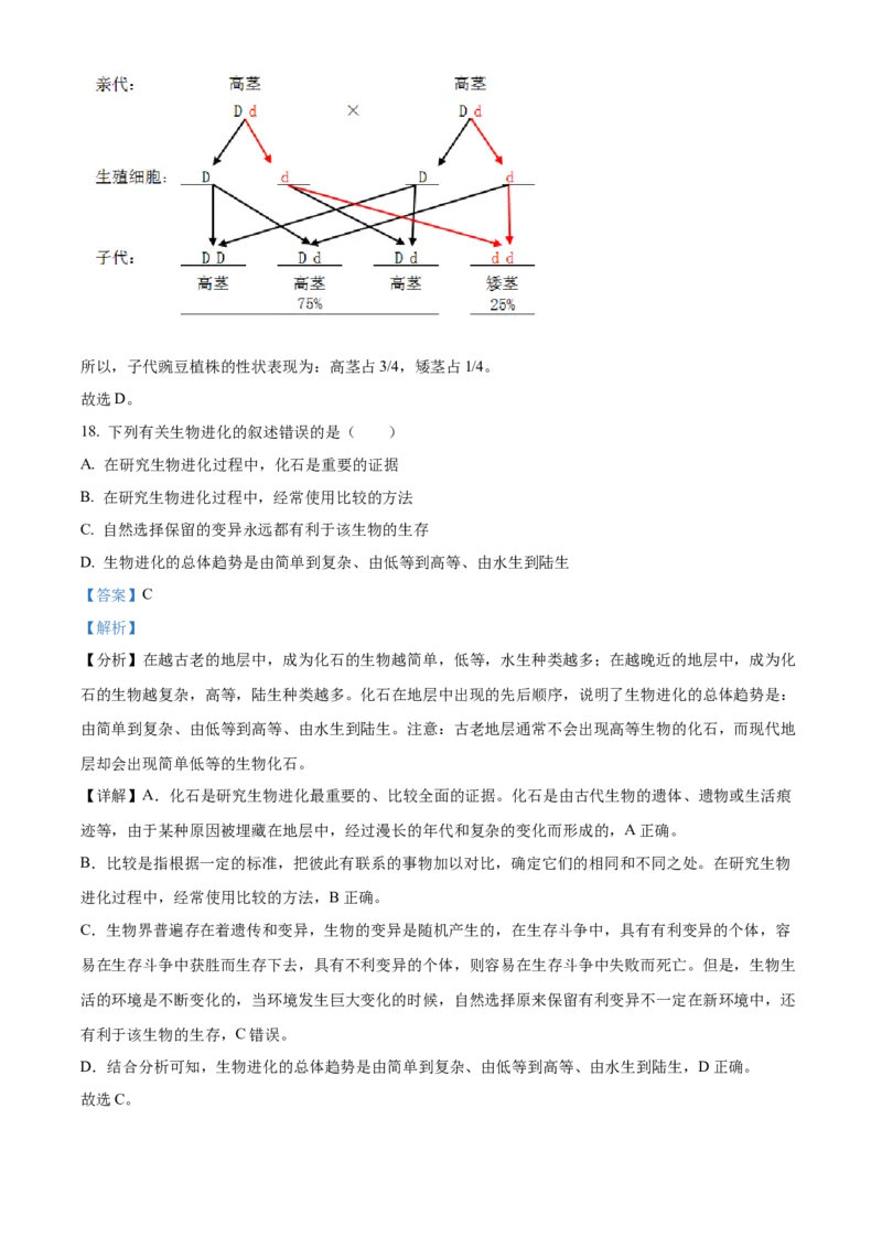 精品解析：2022年吉林省长春市中考生物真题（解析版）_6生物中考复习_2025中考复习资料_中考真题（近三年）_2022年生物中考真题114份_精品解析：2022年吉林省长春市中考生物真题
