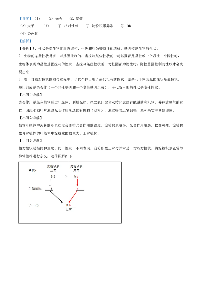 精品解析：2022年北京市中考生物真题（解析版）_6生物中考复习_2025中考复习资料_中考真题（近三年）_2022年生物中考真题114份_精品解析：2022年北京市中考生物真题