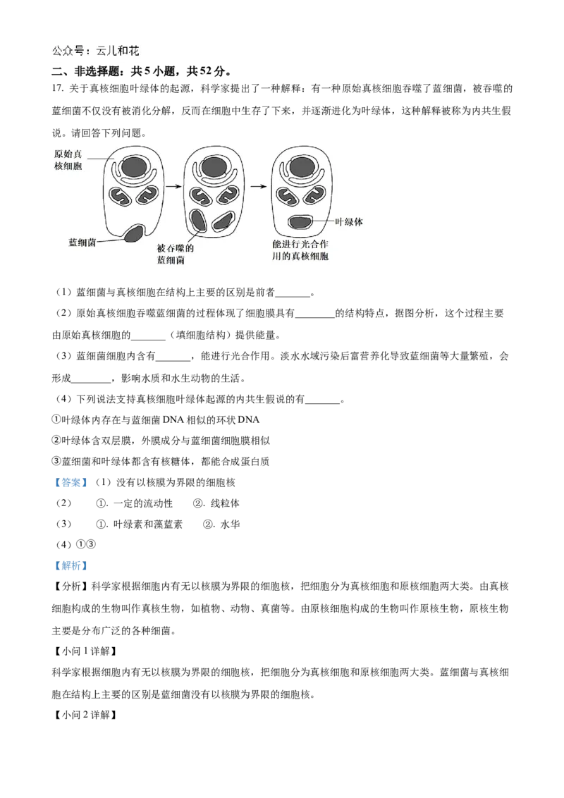 贵州省六盘水市2024&mdash;2025学年高一上学期期中考试生物试题Word版含解析_2024年12月试卷_1203贵州省六盘水市2024-2025学年高一上学期11月期中考试