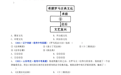 第10课拜占庭帝国和《查士丁尼法典》（原卷版）_8历史中考复习_2024年中考复习资料_专项复习资料_完三年（2021-2023）中考历史真题分项汇编（全国通用）_385
