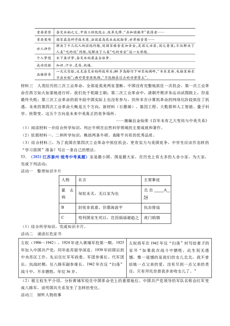 第18课科技文化成就（原卷版）_8历史中考复习_2024年中考复习资料_专项复习资料_完三年（2021-2023）中考历史真题分项汇编（全国通用）_八年级下册（单元内分课时呈现）
