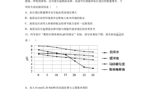 课时27内环境各组分和生理过程辨析与稳态-2023年高考生物一轮复习小题多维练（原卷版）_通用版（老高考）复习资料_2023年复习资料_一轮复习