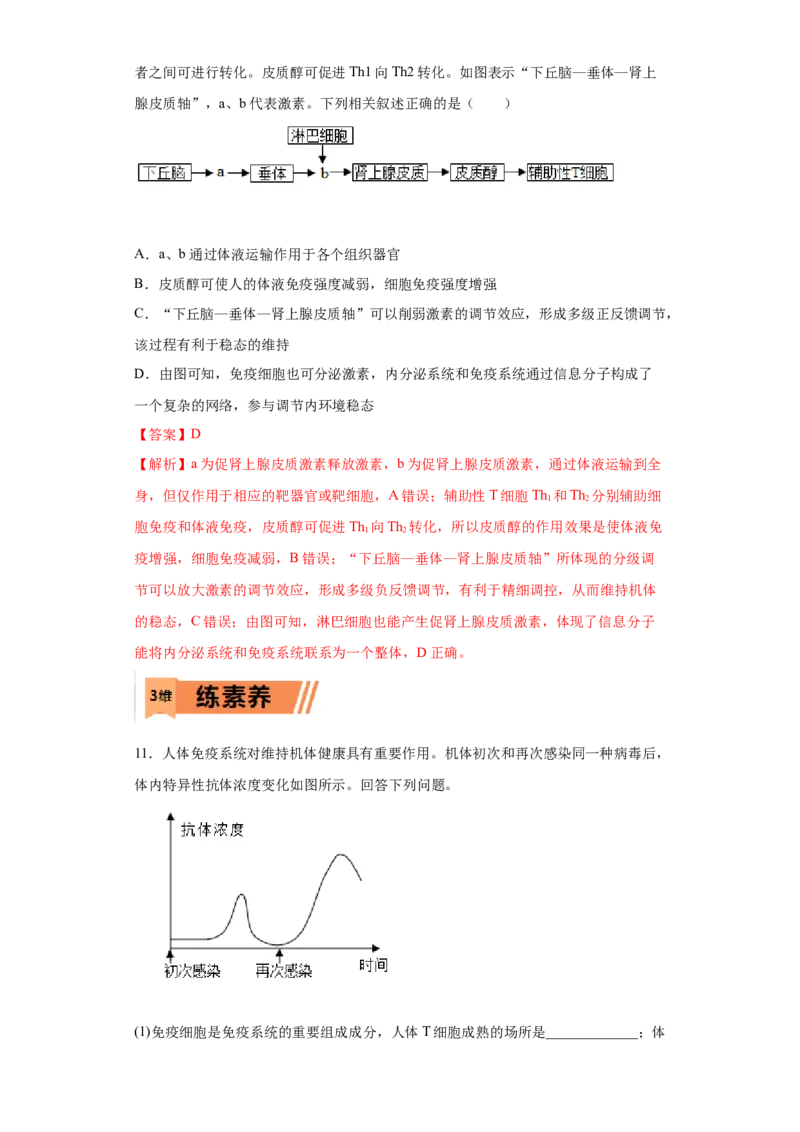 课时31免疫系统及免疫功能异常分析-2023年高考生物一轮复习小题多维练（解析版）_通用版（老高考）复习资料_2023年复习资料_一轮复习_2023年高考生物一轮复习小题多维练（全国通用）