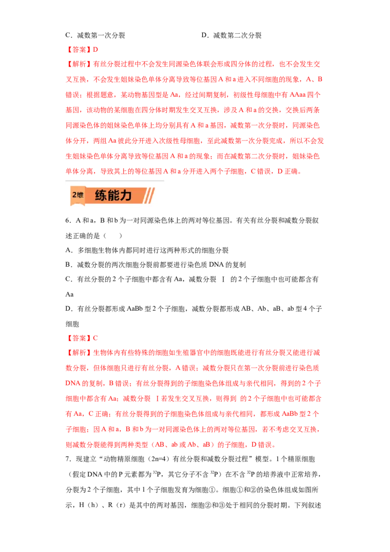 课时12减数分裂与有丝分裂的综合-2023年高考生物一轮复习小题多维练（解析版）_通用版（老高考）复习资料_2023年复习资料_一轮复习_2023年高考生物一轮复习小题多维练（全国通用）