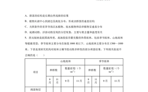 课时35群落的结构和演替-2023年高考生物一轮复习小题多维练（原卷版）_通用版（老高考）复习资料_2023年复习资料_一轮复习_2023年高考生物一轮复习小题多维练（全国通用）