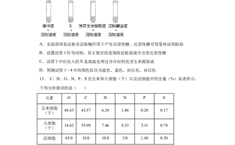 课时01组成细胞的元素和化合物-2023年高考生物一轮复习小题多维练（原卷版）_通用版（老高考）复习资料_2023年复习资料_一轮复习_2023年高考生物一轮复习小题多维练（全国通用）