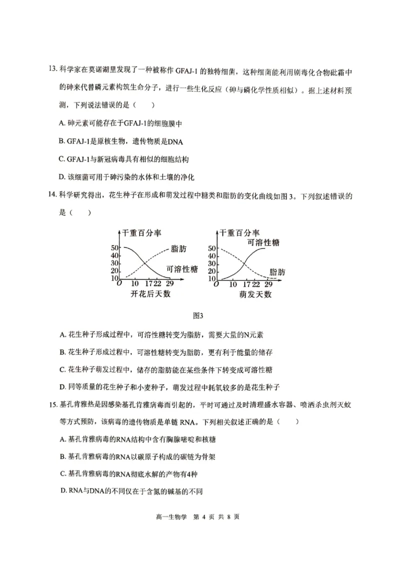 贵百河2025-10月考高一生物试卷_2025年10月高一试卷_251022广西贵百河2025-2026学年高一上学期10月考试卷_贵百河2025-10月考高一生物试卷含答案