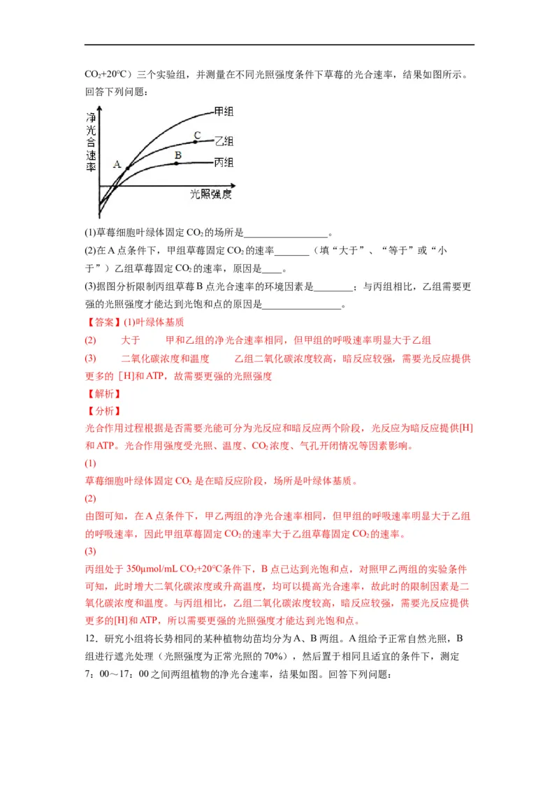 重难点06光合作用-2023年高考生物热点&middot;重点&middot;难点专练（全国通用）（解析版）_通用版（老高考）复习资料_2023年复习资料_专项复习