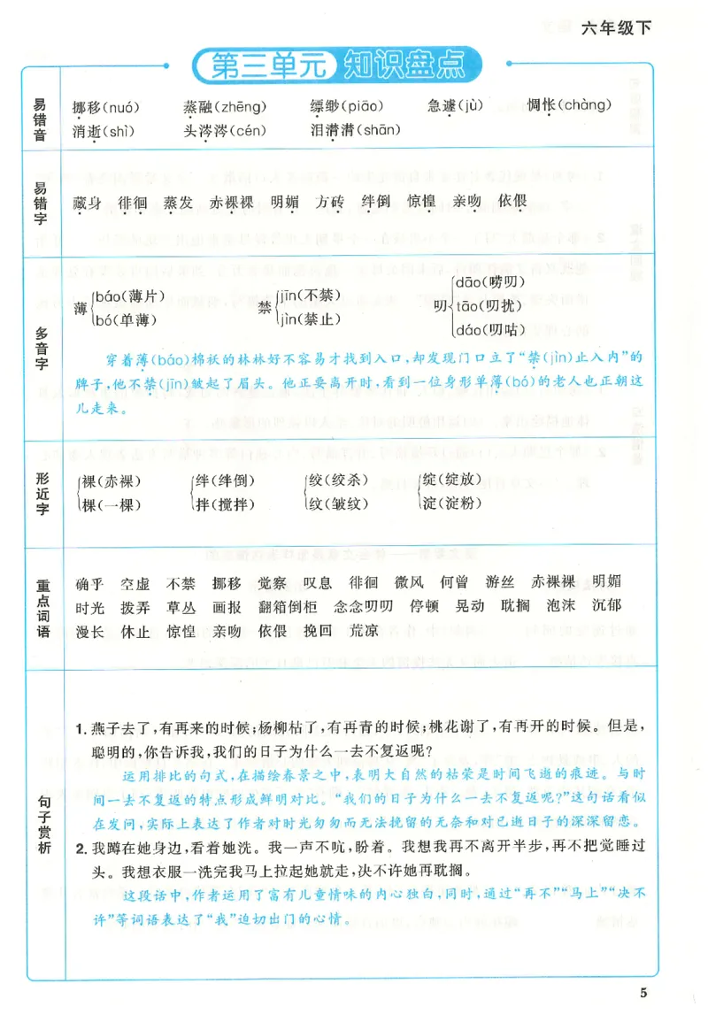 六下语文阳光同学知识盘点_2026春人教语文《阳光同学课时优化作业》_26春《阳光同学课时优化作业》语文RJ6下