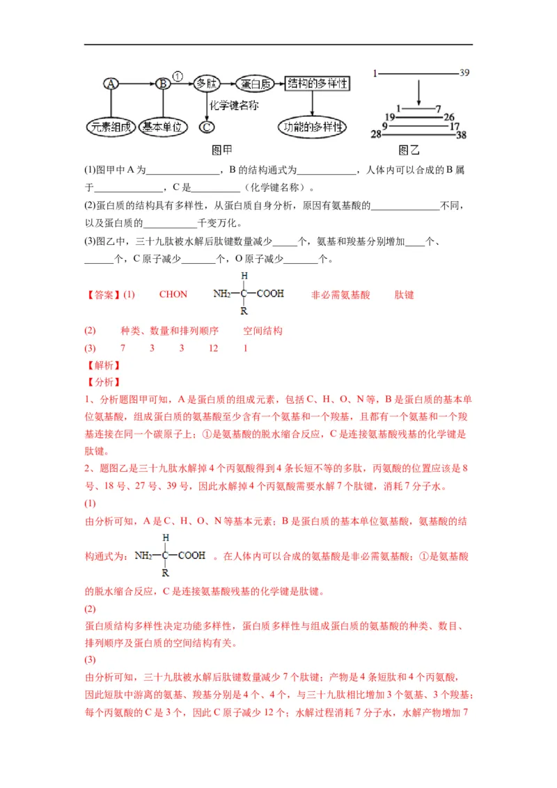 重难点02组成细胞的分子（解析版）_通用版（老高考）复习资料_2023年复习资料_专项复习_2023年高考生物热点&middot;重点&middot;难点专练（全国通用）