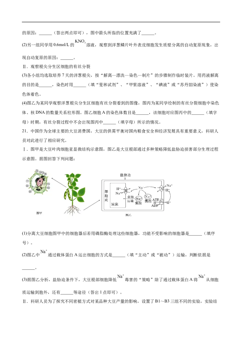 邵阳市第二中学2025-2026学年高一下学期入学测试生物试卷_2026年03月高一试卷_260317湖南省邵阳市第二中学2025-2026学年高一下学期入学测试试卷（全科）