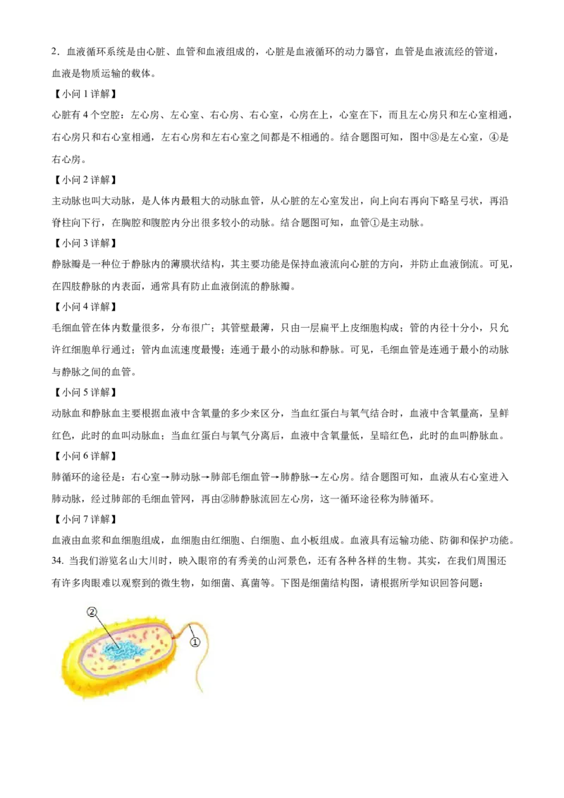精品解析：2024年黑龙江省绥化市中考生物真题（解析版）_new_6生物中考复习_2025中考复习资料_中考真题（近三年）_2024年生物中考真题