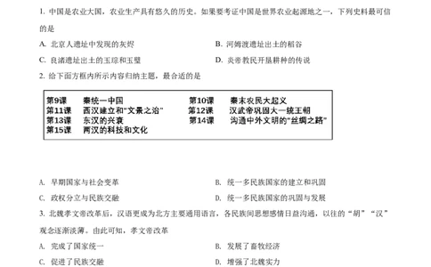 精品解析：2022年湖南省邵阳市中考历史真题（原卷版）_8历史中考复习_2025年中考复习资料_中考真题（近三年）_2022年中考历史试卷114份_精品解析：2022年湖南省邵阳市中考历史真题