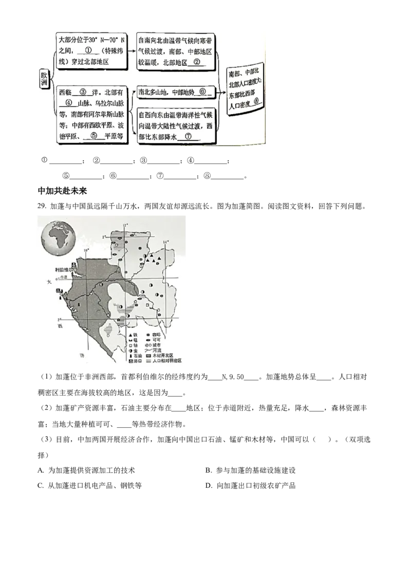 精品解析：2023年北京市中考地理真题（原卷版）_new_7地理中考复习_2025中考复习资料_中考真题（近三年）_2023中考地理真题